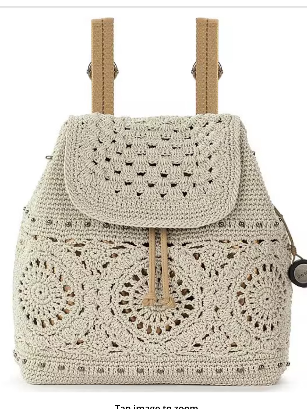 The Sak Sayulita Crochet Backpack Natural Medium Boho Beaded Bag